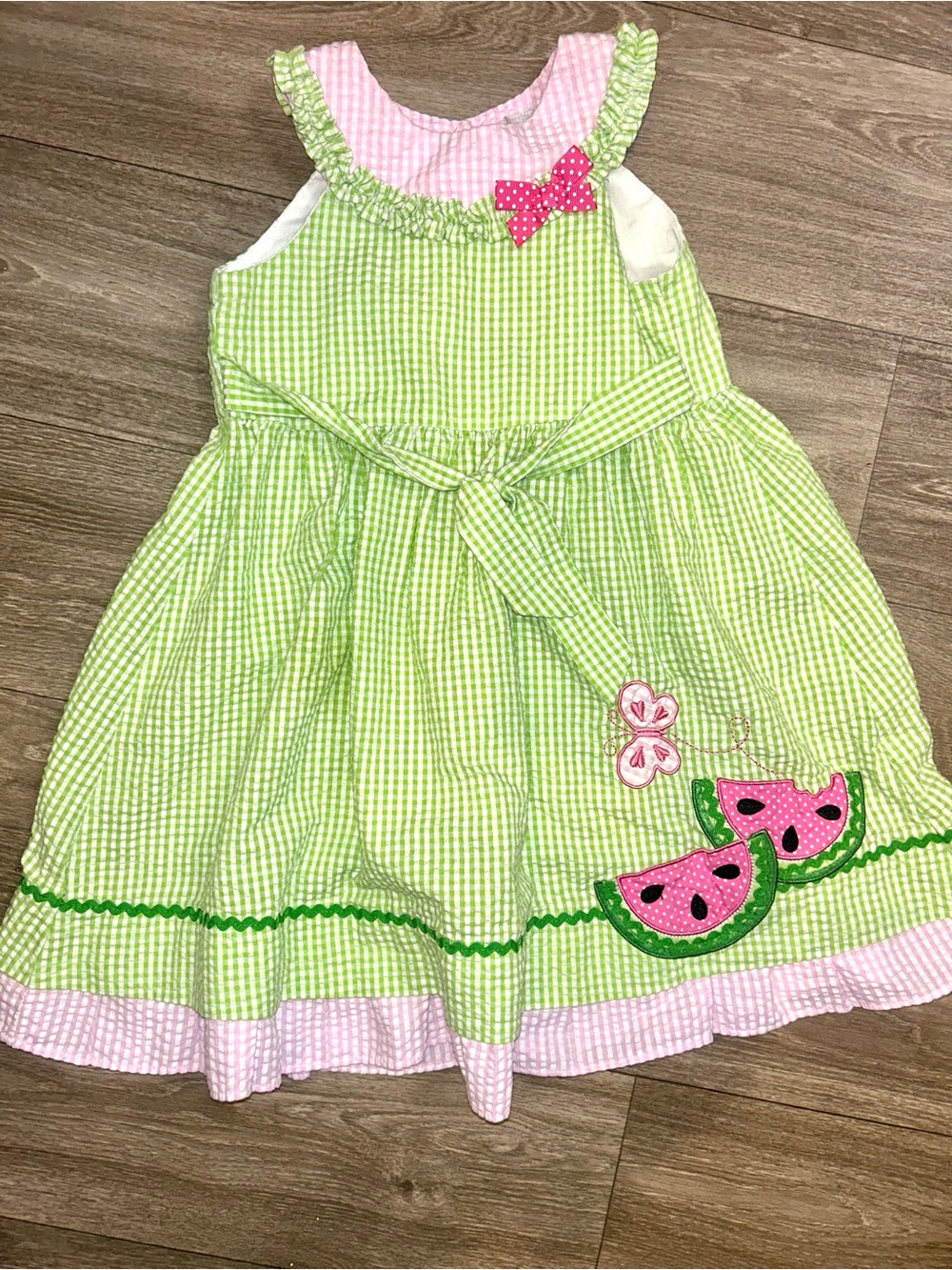 Green Gingham Watermelon Emily Rose Dress